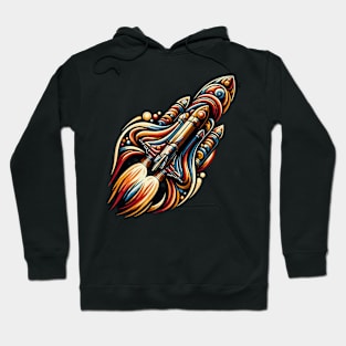 Cosmic Blaze: Abstract Artistry of NASA's Rocket Hoodie